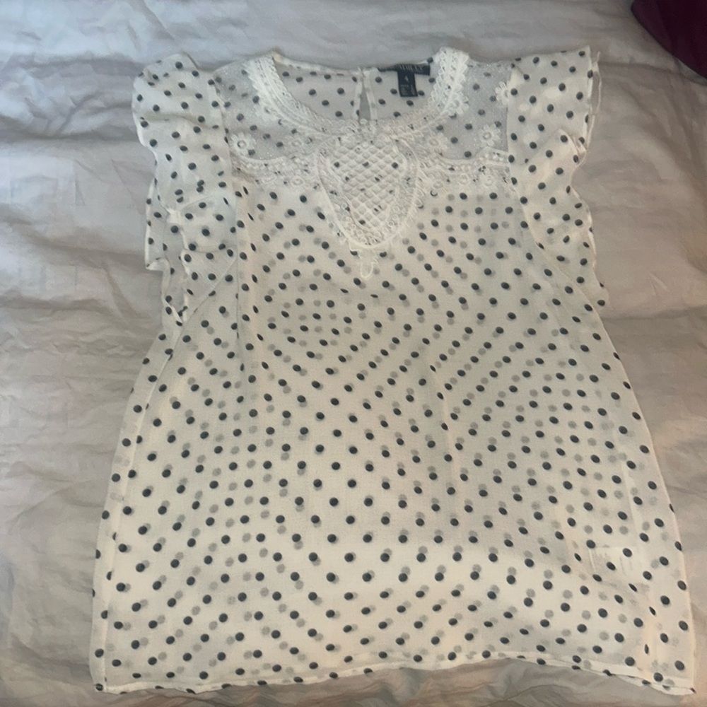 Picadilly Fashion White Polka Dot Blouse